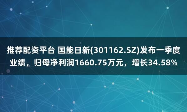 推荐配资平台 国能日新(301162.SZ)发布一季度业绩，归母净利润1660.75万元，增长34.58%