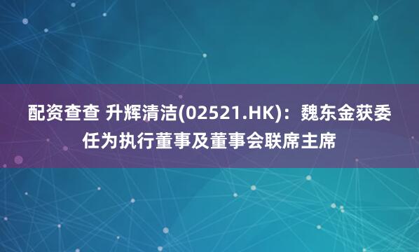 配资查查 升辉清洁(02521.HK)：魏东金获委任为执行董事及董事会联席主席