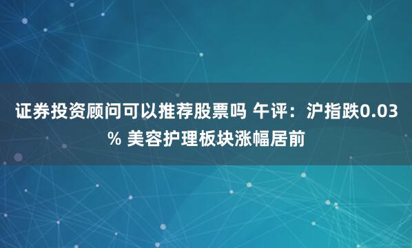 证券投资顾问可以推荐股票吗 午评：沪指跌0.03% 美容护理板块涨幅居前