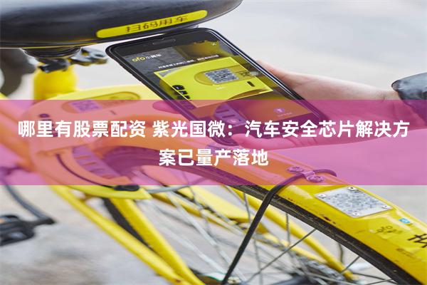 哪里有股票配资 紫光国微：汽车安全芯片解决方案已量产落地